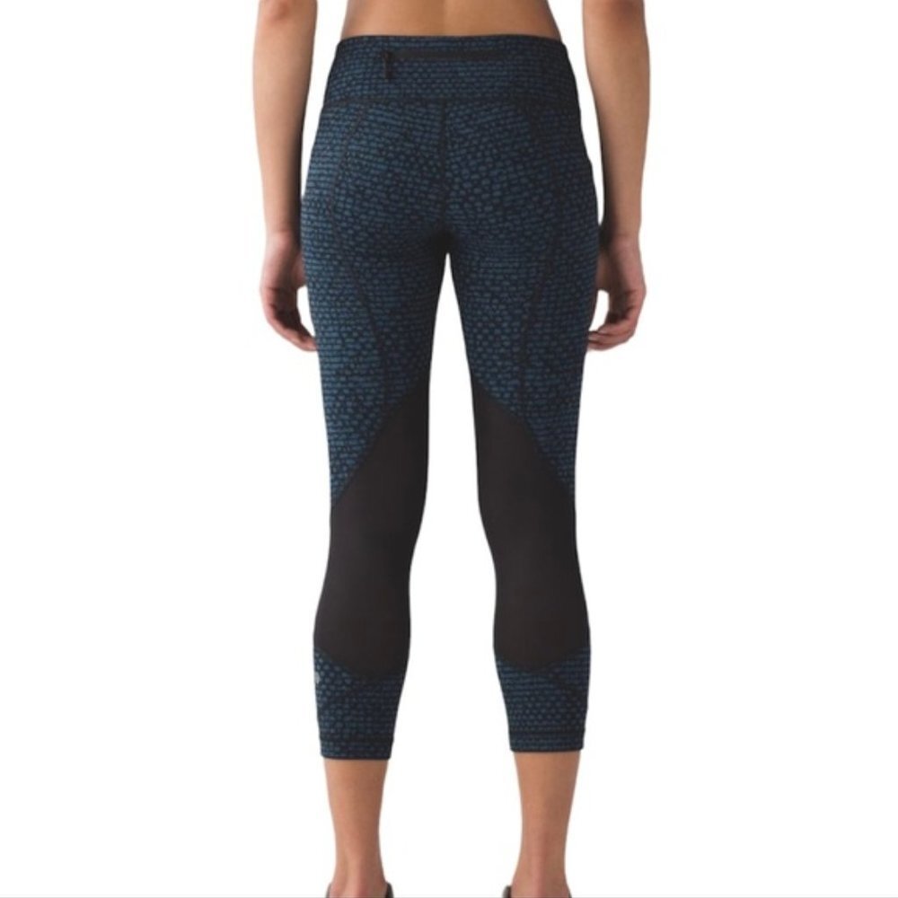 Lululemon Pace Rival Crop (19") Shatter Weave Desert Teal Alberta Lake / Black 6